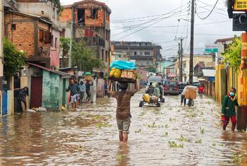 Un quartier inondé d'Antananarive, à Madagascar.